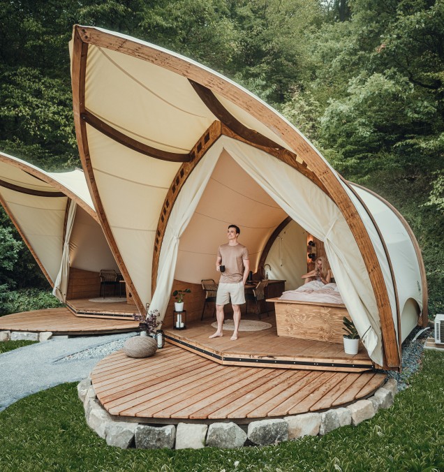 Glamping - nachhaltiges Luxus Zelt aus Holz