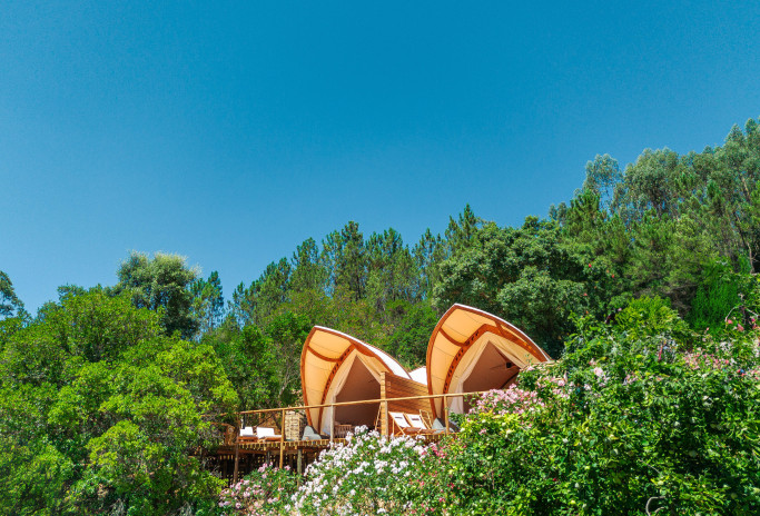 2 Glamping accommodations at a retreat in Portugal STROHBOID Glamping Resort at Juicy Oasis in Portugal