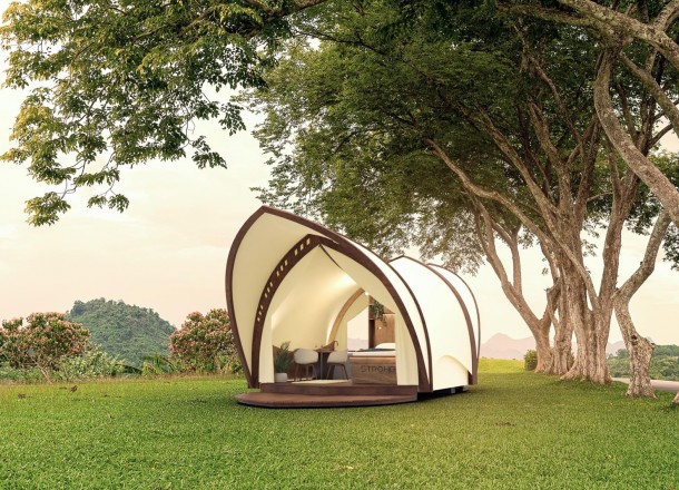 Luxury solid wood glamping with unique design